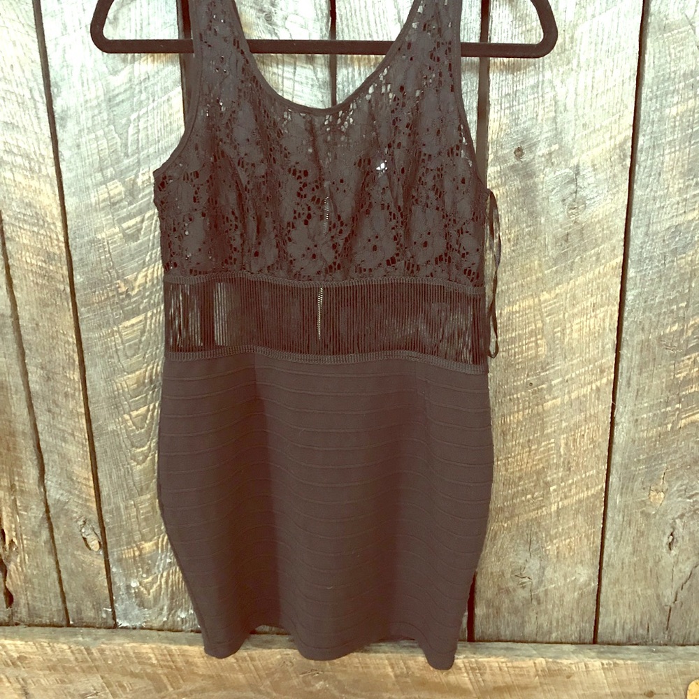 Black Cocktail Dress with Lace Detail